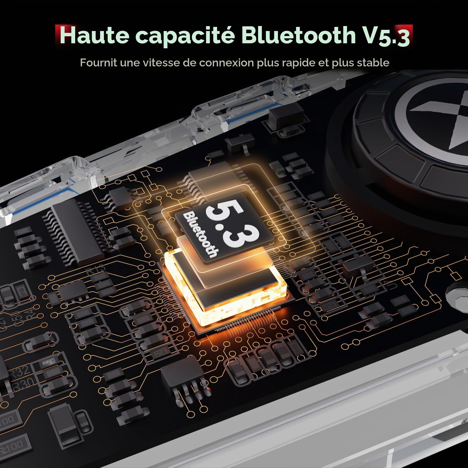 X1 Casque Moto Bluetooth V5.3, Écouteurs Moto avec Assistant Vocal, Haut-parleurs de 40 mm avec IP67 étanche, 60 Heures d'autonomie, Kit Main Libre Moto pour Motocyclette/ ATV/ Vélo (Pilote Solo)