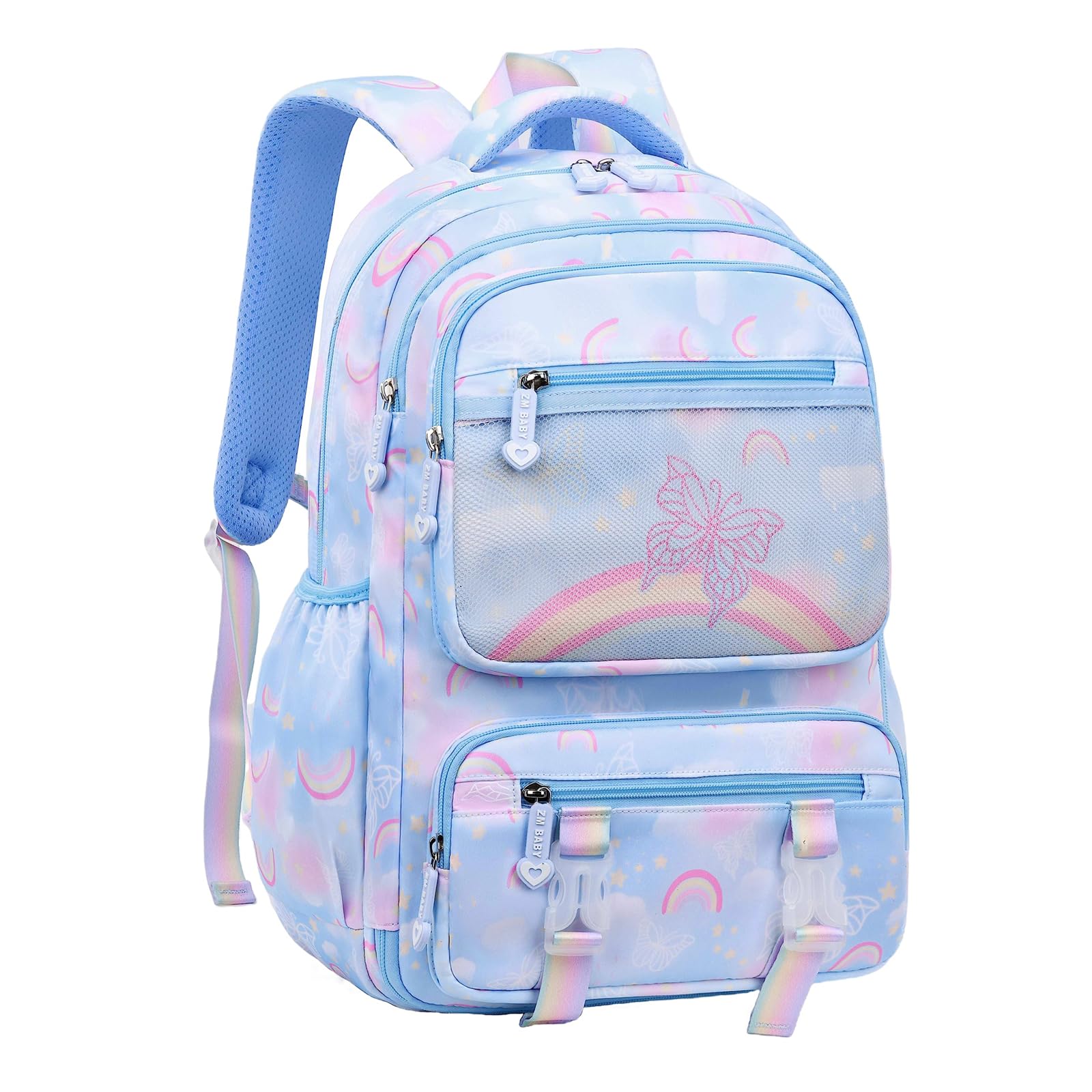 Kids Backpack for Girls Cute Rainbow Butterfly Backpacks for Teen Girls Age 8-12 Kindergarten Elementary Bookbag,Bule