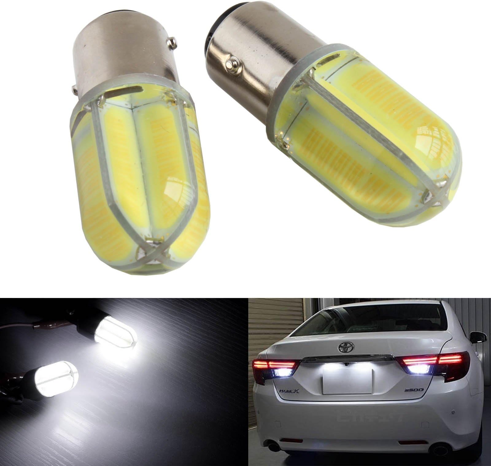 BSLighting2pcs 380 P21/5W BAY15d Bulb COB LED Sidelight Tail Stop Brake Daytime Light DRL