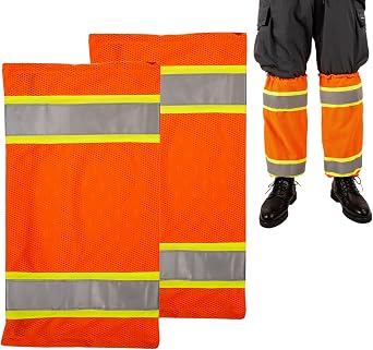 High Visibility Reflective Unisex-adult Work Leg Gaiter,Hi Vis Reflective Classic Two-tone Mesh Leg Gaiters
