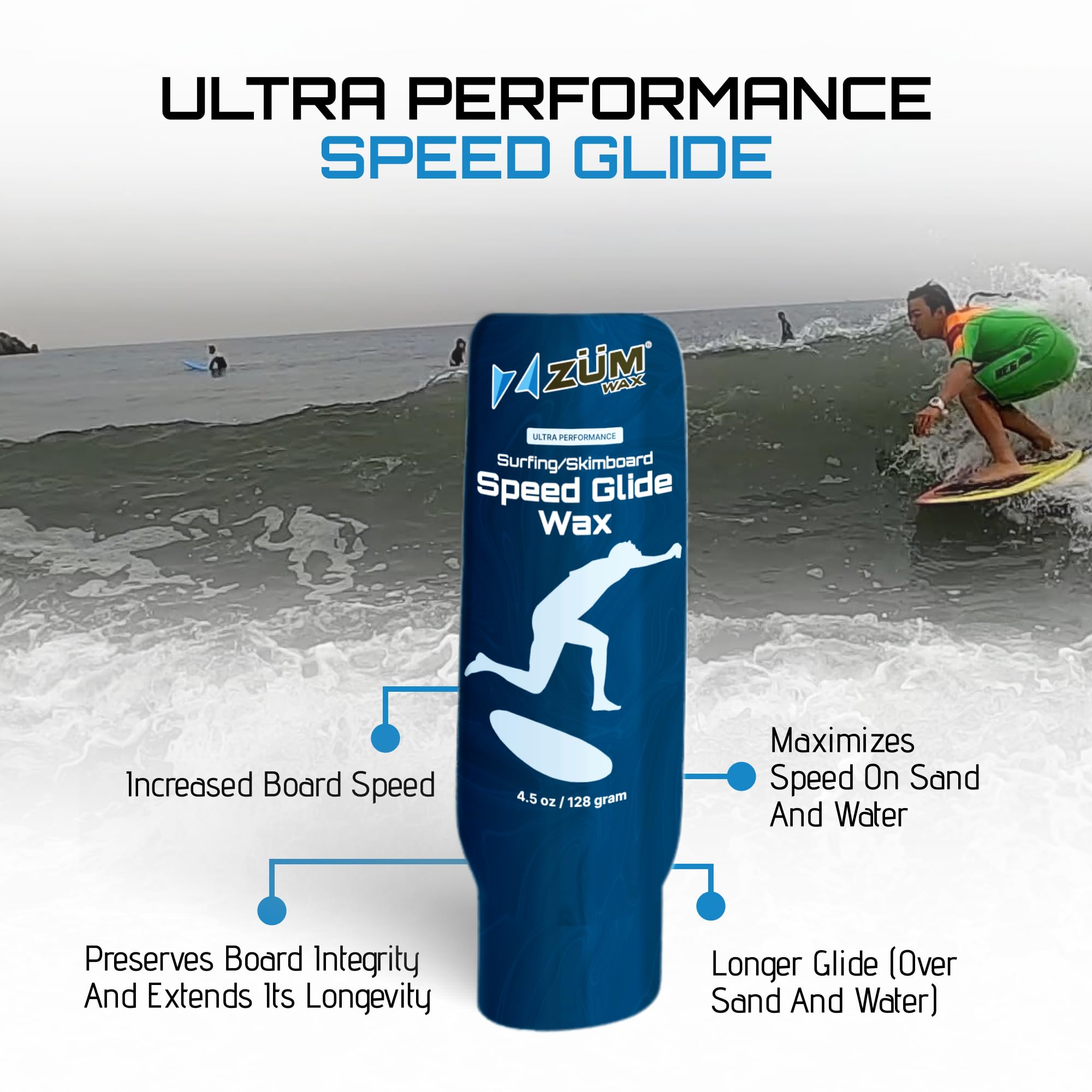 Zumwax Surfer sur Internet et de Skimboard Ultra Performance Speed Wax – Nano Technology High Paraffine pour Frotter sur Paste – Toutes Les températures. la Plus Rapide.