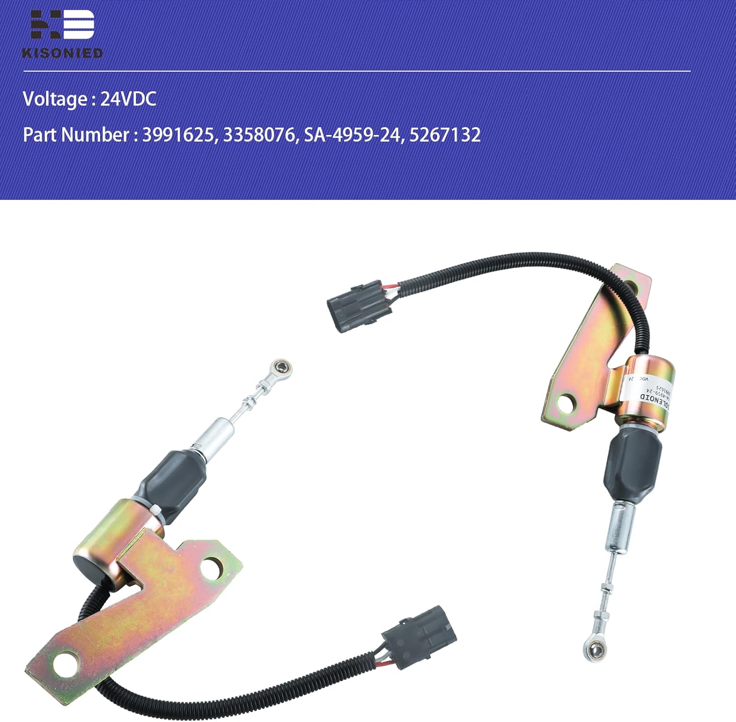 3991625 Fuel Shut Off Solenoid 3930658 3935431 3939700 SA-4756-12 J932529 Replacement for Cummins Engine 6BT 5.9L, 6BT 8.3L, Hyundai Excavator, Caterpillar Excavator 24VDC