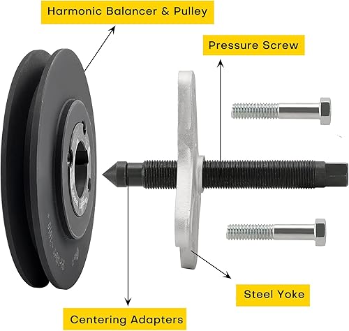 Miniatura 4 de Juego de 46 extractores de equilibrador armónico Juego de herramientas de instalación de polea de dirección asistida, removedor de volante, Rojo