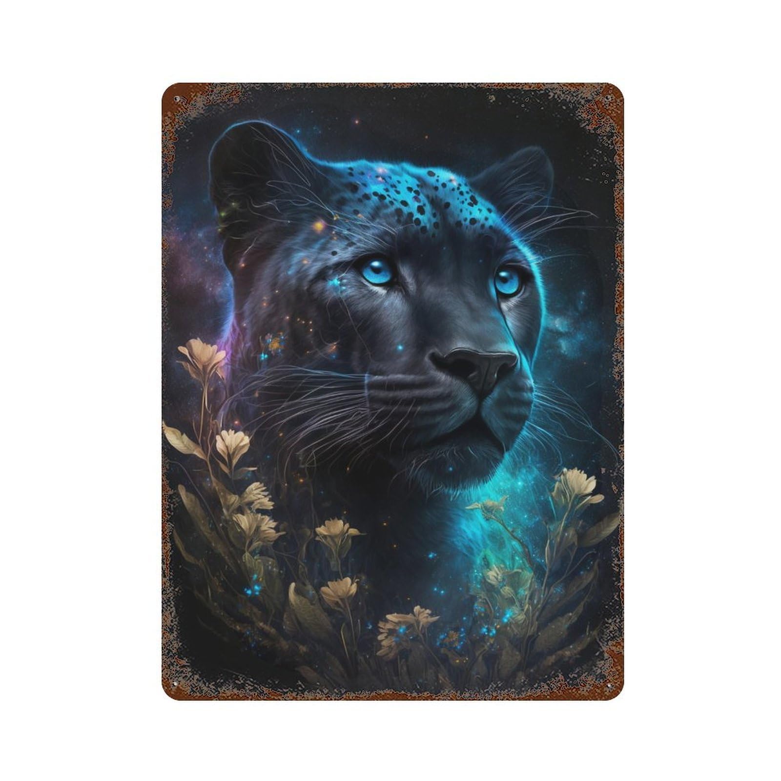 Enchanted Panther Portrait -1 Decorative Tin Sign 15.7"x11.8", Vintage Wall Decor for Basement, Hobby Room And Garage Decor