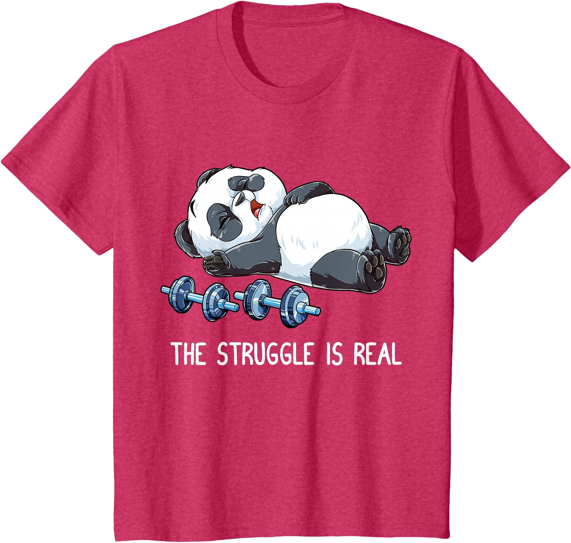 Panda The Struggle Is Real Weightlifting Fitness Gym Funny T-Shirt