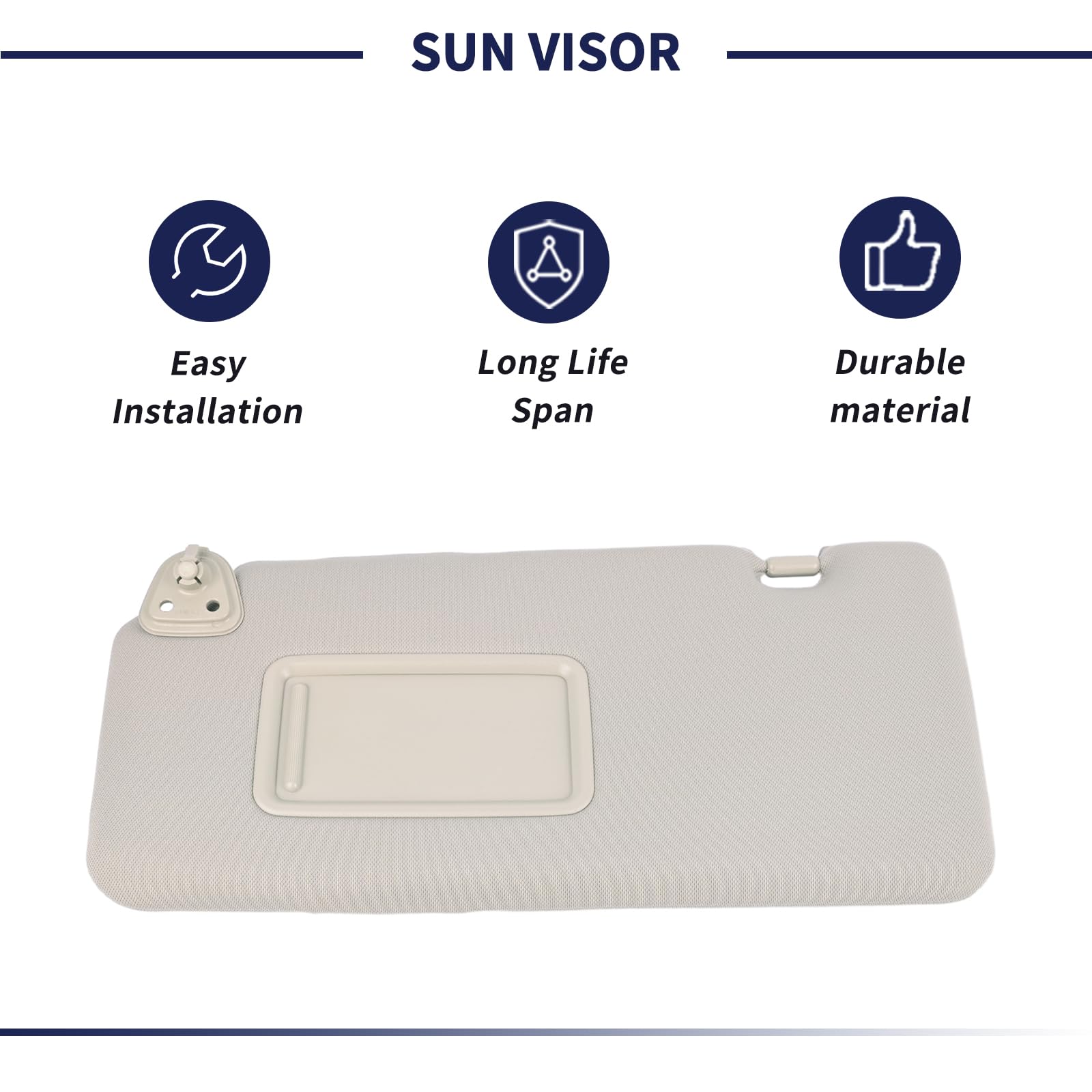 Gray Driver Side Sun Visor Fit For Nissan Versa 2007 2012, For Nissan Tiida 2004 2012, Replace 96401 EL31A,96401 ED500 A178 Front Left | Sun Protection Shade | Makeup Mirror | Cloth
