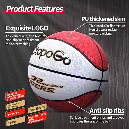 Miniatura 2 de CtopoGo Baloncesto de 29.5 pulgadas, de piel sintética, para juegos de interior y exterior, tamaño oficial 7, pelotas de baloncesto de