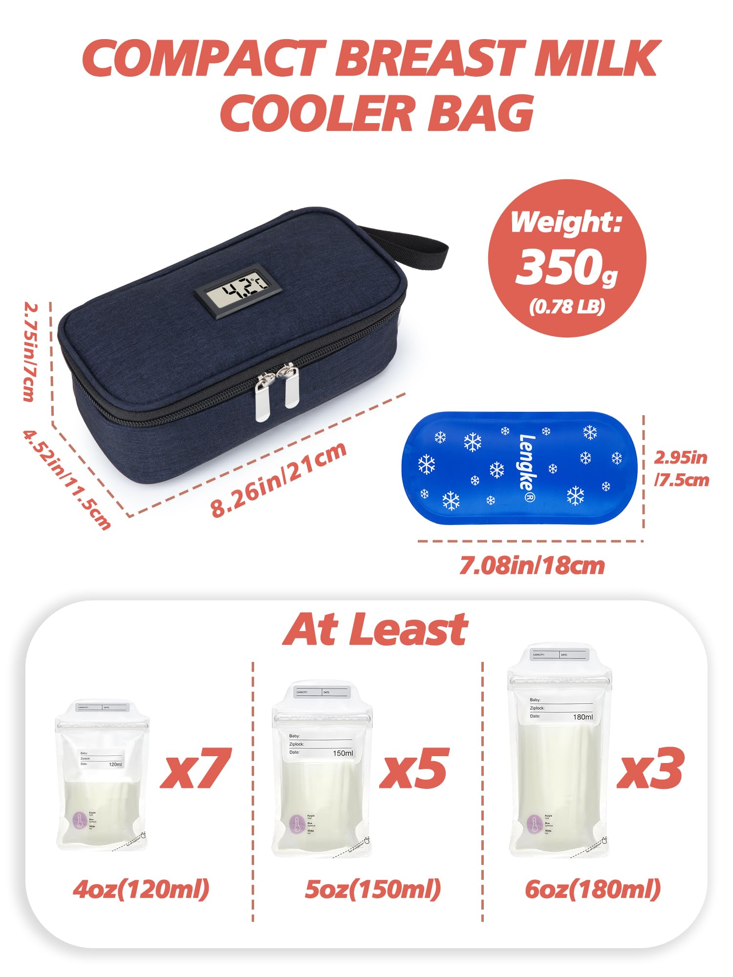 Leng Ke Breastmilk Cooler Bag, Breast Milk Cooler Travel Bag with Temperature Display - Image 3