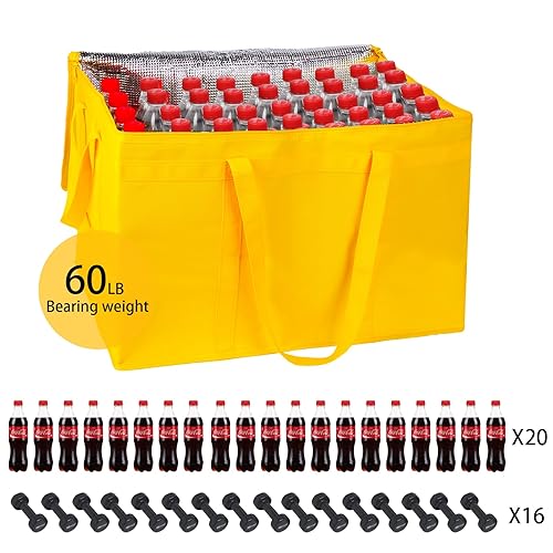 Miniatura 4 de Paquete de 2 bolsas aisladas para entrega de alimentos XXXL  24 x 15 x 14 pulgadas, bolsa impermeable de suministro de catering para entrega de