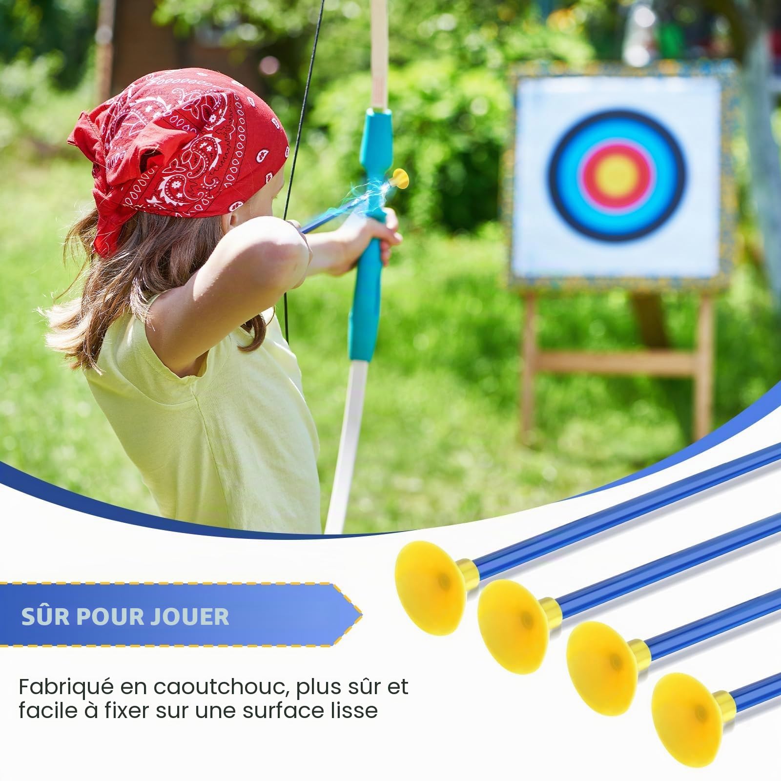 Remplacement Ventouse Flèches, 20 Flèches Plastique Ventouse Jouet avec Carquois, Accessoires de Tir à Larc, 42 cm, Enfants Tir À l'arc Ensemble Flèches pour Garçons et Filles
