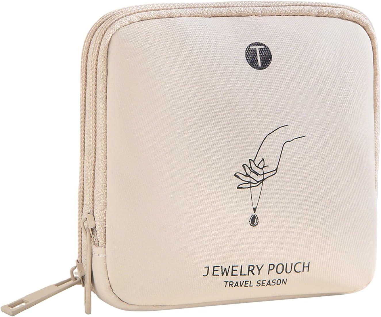 Pequeño Joyero De Viaje, Bolsa De Almacenamiento Con Cremallera, Portátil Joyero Pequeño, Puede Guardar Pulseras, Anillos, Collares Y Pendientes, Imprescindibles Para Viajar (Beige)