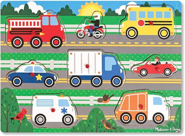 Melissa and Doug Wooden Toys - Vehicle Peg Boards for Children | Learning Toys for 2 Year Old Girls & Boys Toddler Puzzles Gifts | Kids Wooden Puzzles for 2 Year Olds | Jigsaws for Children Age 2 3 4