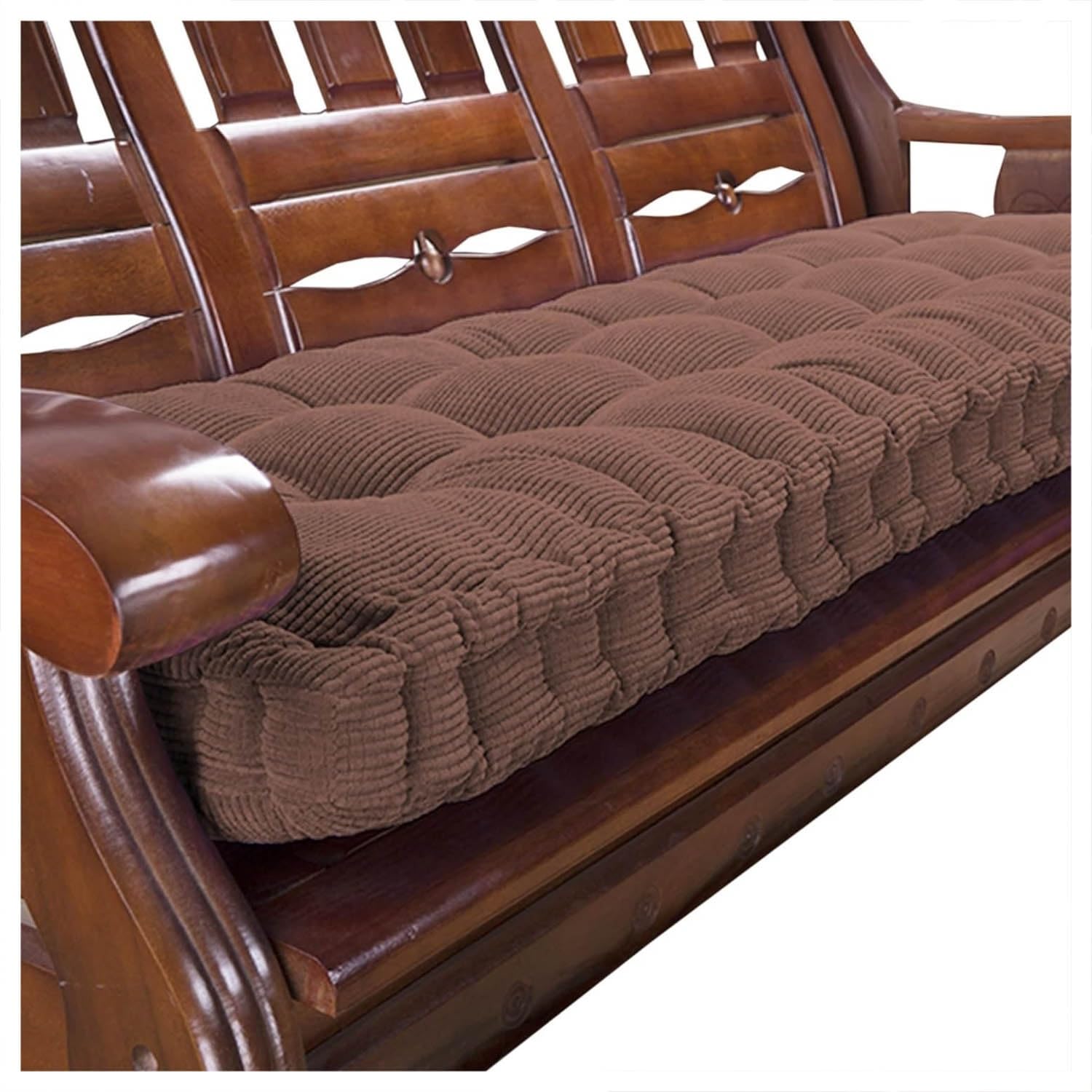 Coussin lavable pour banc d'extérieur fini l'assise rigide grâce aux 10 cm d'épaisseur