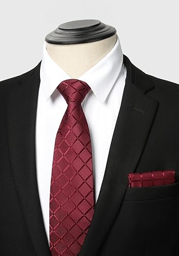 Miniatura 3 de HISDERN Juego de corbatas para hombre, colección de corbatas y bolsillo cuadrado, 3 piezas, corbatas formales de negocios, caja de regalo, corbata
