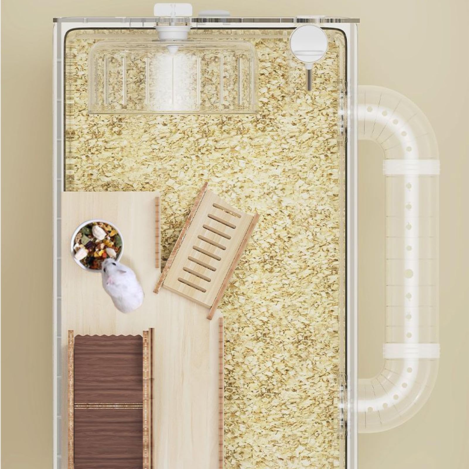 Hamsterkäfig mit Laufrad - Extra großer Acryl-Doppelschichtiger Lebensraum mit Zubehör für Kleintiere - Perfekt für Reisen und Zuhause