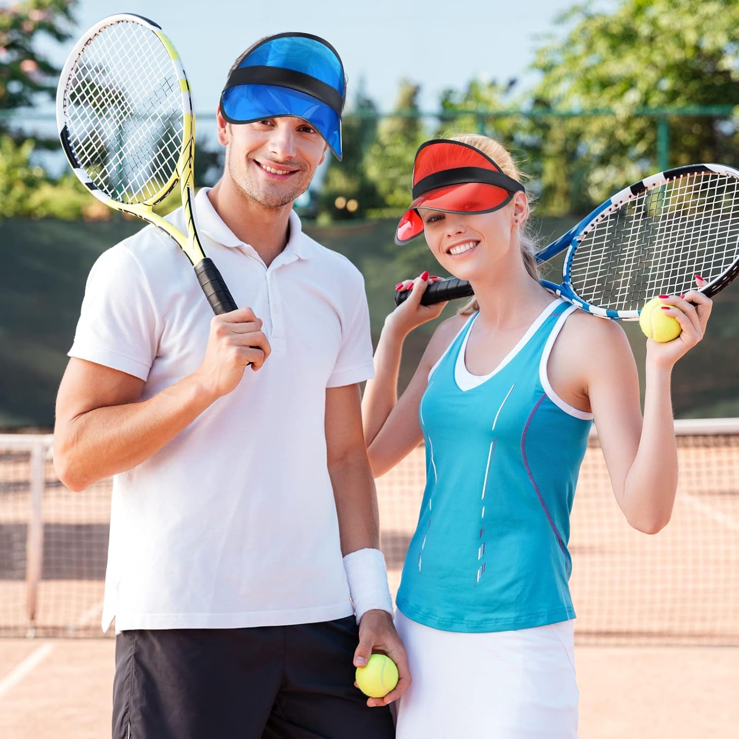 26 Pack Clear Sun Visor Hats Plastic Visor Caps UV Protection Poker Visor Hat Colorful Unisex Sun Visors for Women Men