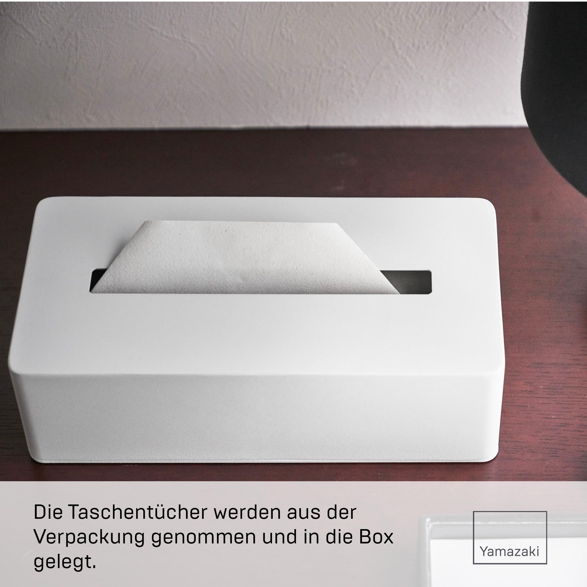 YAMAZAKI 4215 TOWER Taschentuchbox Minimalistisches Design, Legierter Stahl, Weiss, 26,5 x 13,5 x 7,5 cm (LxBxH)
