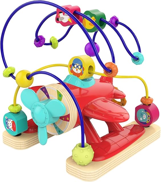 TOP BRIGHT Toddler Bead Maze for 1 Year Old Baby Activity Toy, Developmental Toy for One Year Old Boys Girls Gift, Early Educational Plane Toy with Spinning Propeller