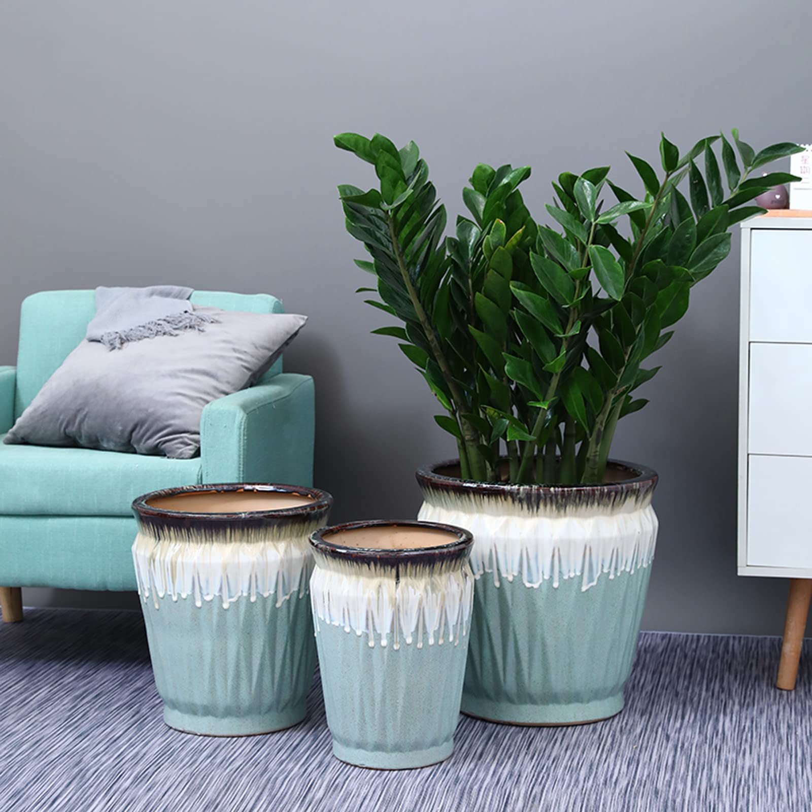 Vasi da Giardino Vasi da Fiori in Ceramica, fioriere smaltate a Goccia Vaso da Fiori Decorativo Moderno per Interni ed Esterni con Foro di drenaggio per Interni ed Esterni