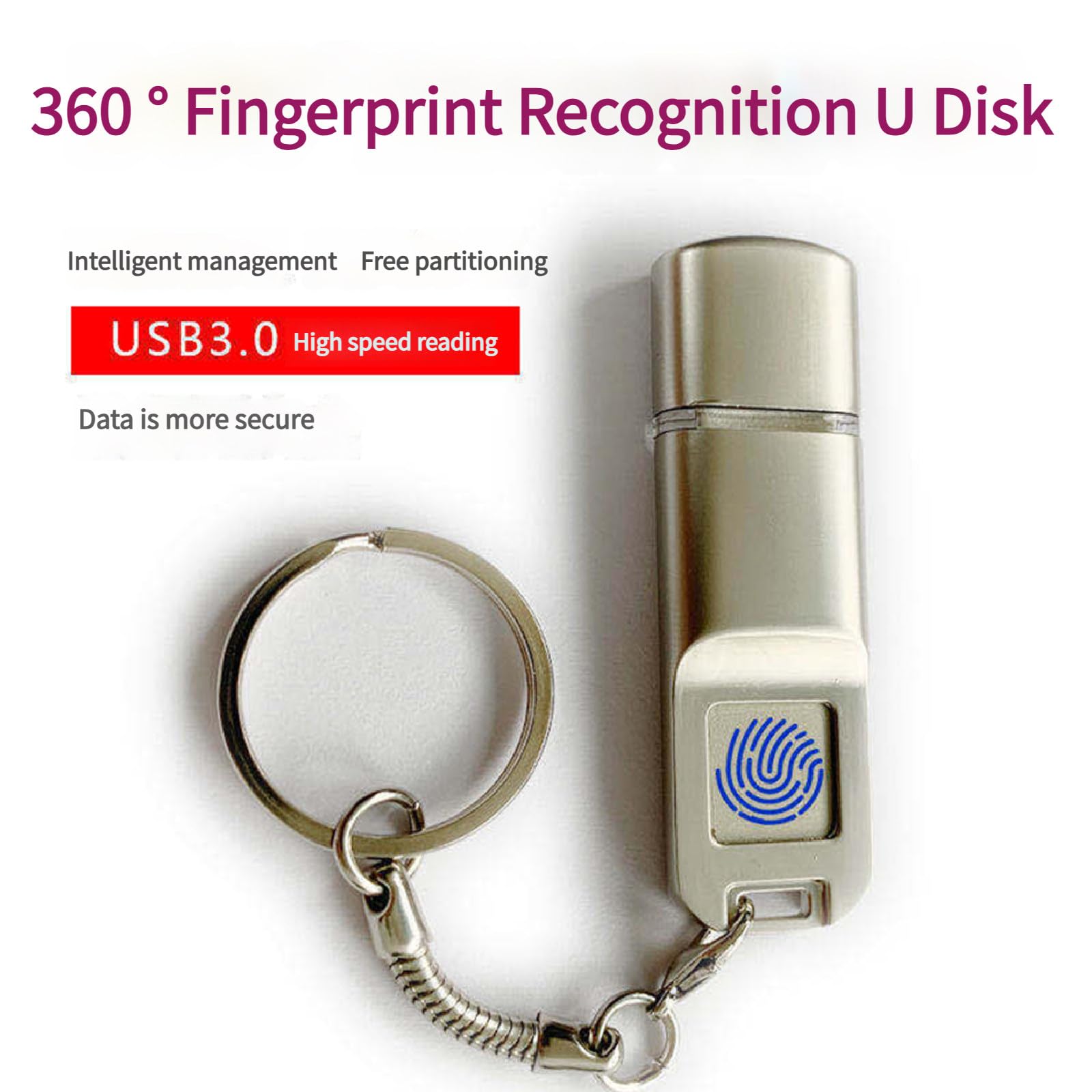 Chiavetta USB sicura con crittografia delle Impronte digitali, chiavette USB con Protezione Tramite Password per l'archiviazione Dati, Fino a 10 ID Impronte digitali 256GB