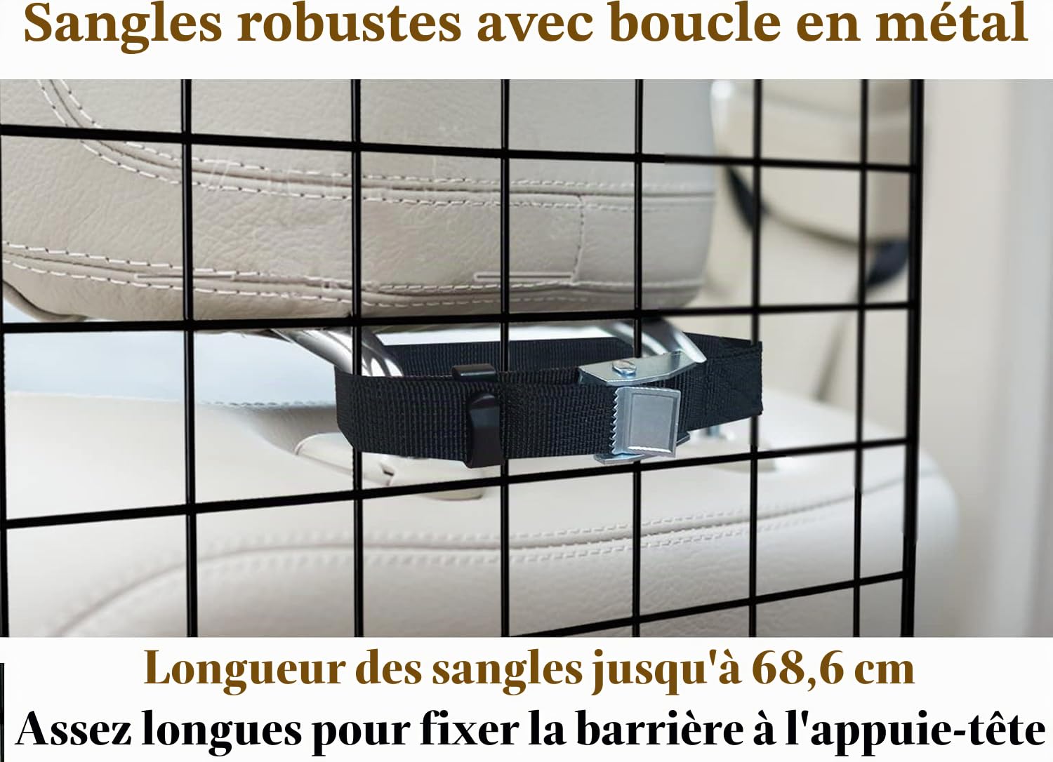 Barrière de voiture universelle pour animaux de compagnie de 96,5 à 167,5 cm pour SUV et camionnette