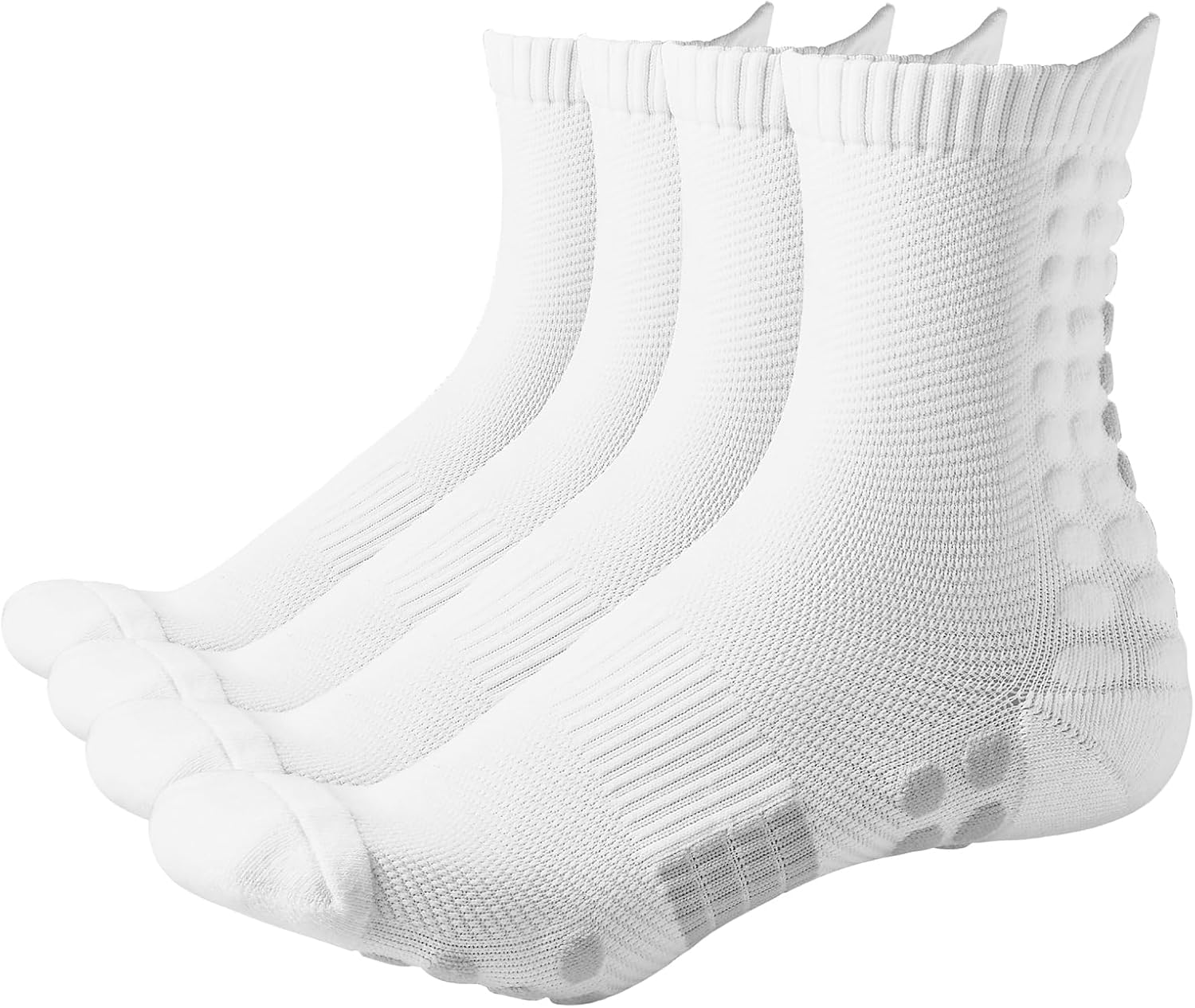 Men's cotton mid-calf work socks, sweat-absorbing sports socks suitable for hiking, sports and running - 4 Pairs