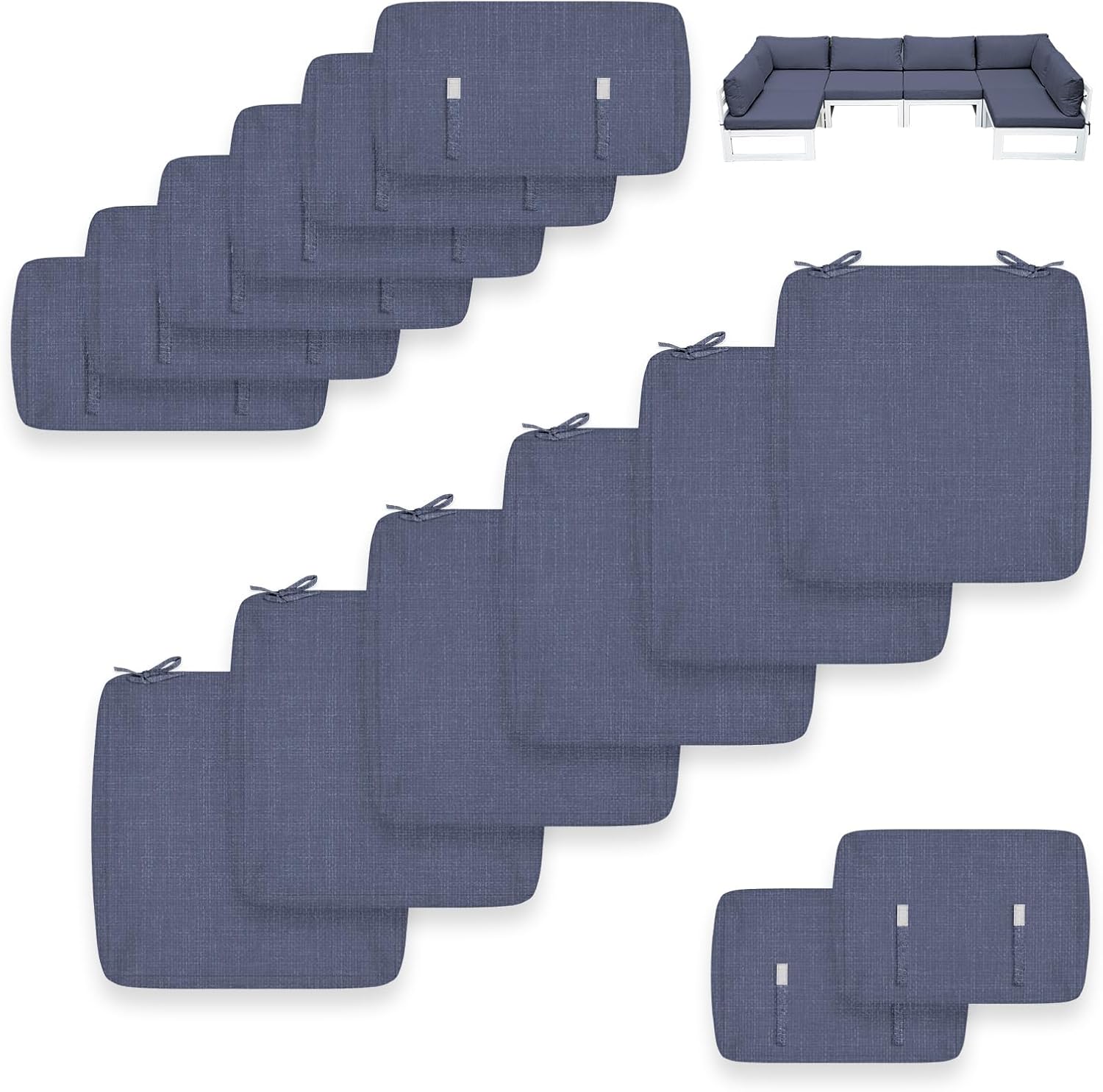 FINCATI 14 Pack Outdoor Cushions Covers Replacement, Water Resistant Patio Cushion