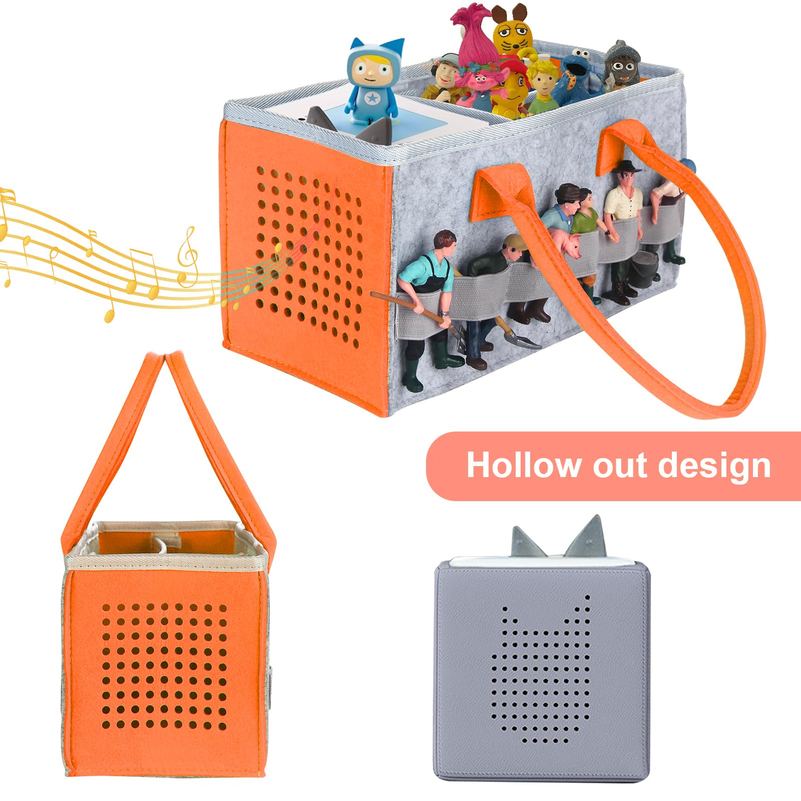Tonie Toniebox Accessories Protective Case Organiser with Figures Storage Plenty of Space Bag for Toniebox Starter Set and Tonies Figure Carry Bag (Orange) - Image 4