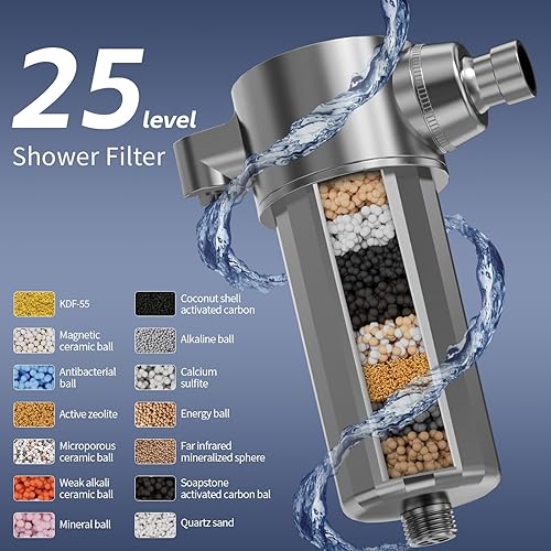 Miniatura 2 de Filtro de agua de ducha para cabezal de ducha, filtra oxidantes, metales pesados, sulfuro de hidrógeno, reduce el encrespamiento, alivia el cuero