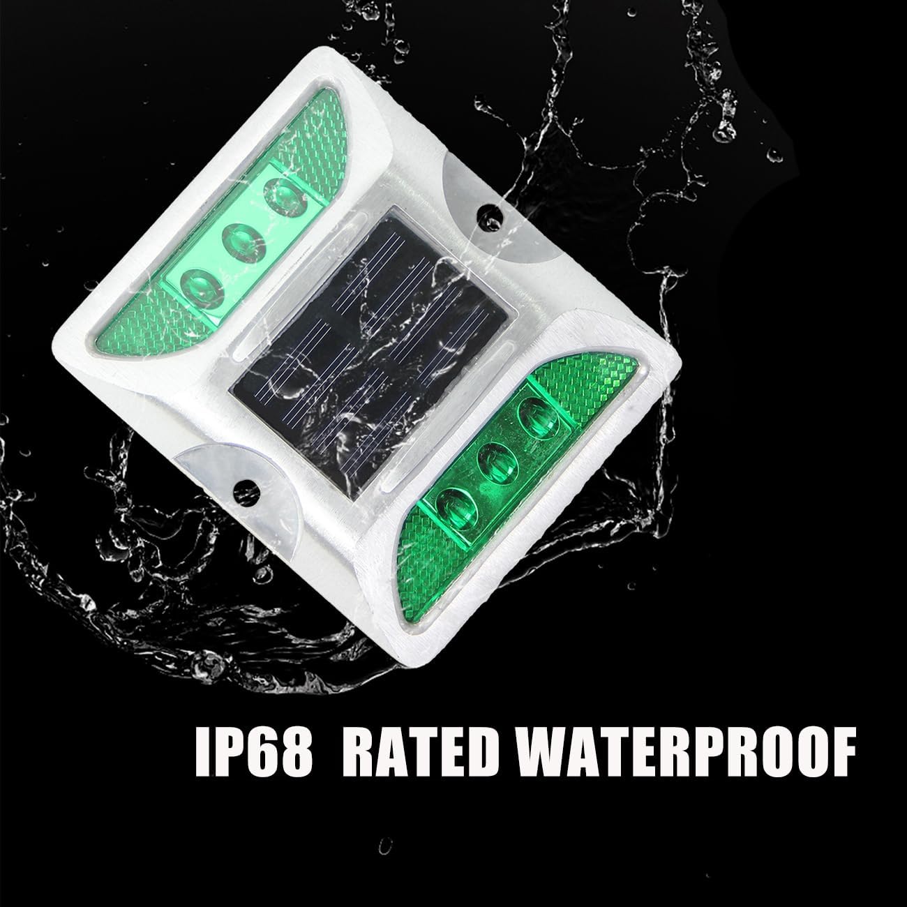 Wokyo Solar Power Road Reflector Waterproof Outdoor Warning Step Lights for Driveway Sidewalk Garden Pathway Yard (4* Green, Flashing)