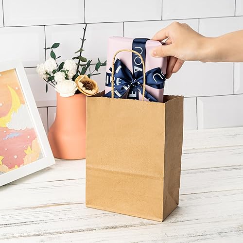 Miniatura 5 de METAPRINT 50 bolsas de papel kraft impresas personalizadas para pequeñas empresas, tamaño mediano de 8 x 4.5 x 10.8 pulgadas, bolsas de regalo