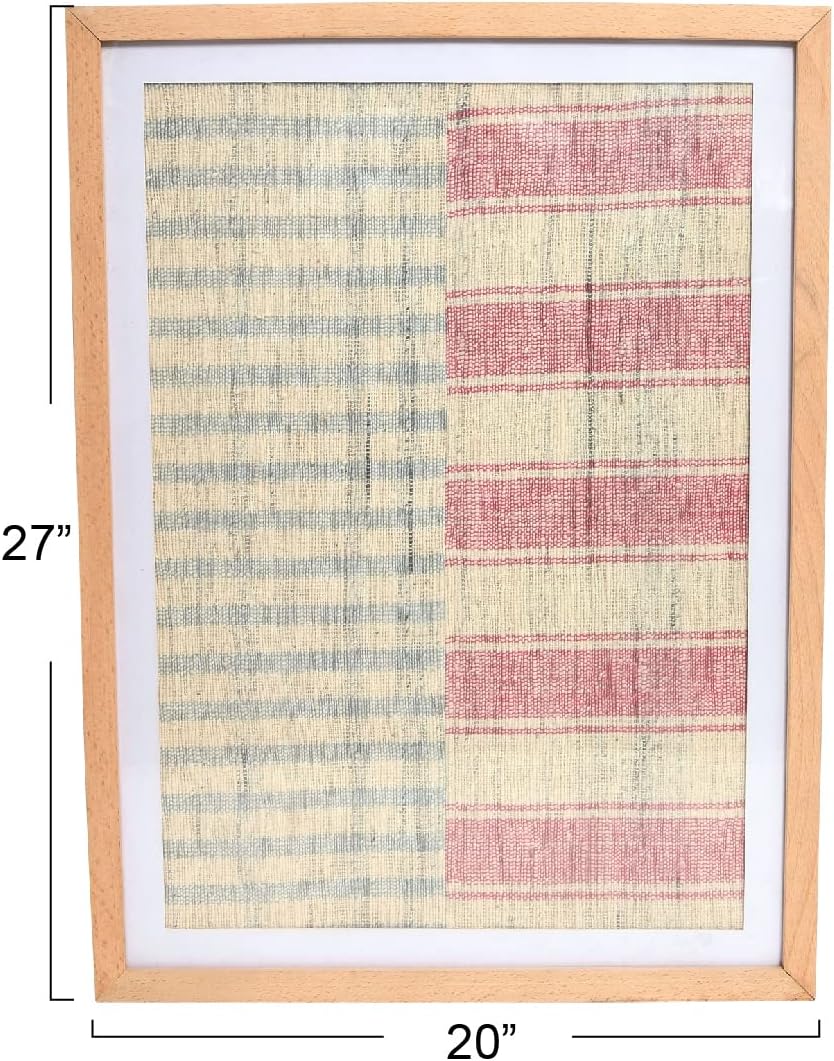 Creative Co-Op Boho Handwoven Cotton Wall Art with Wood Frame and Plastic Cover, Multicolor