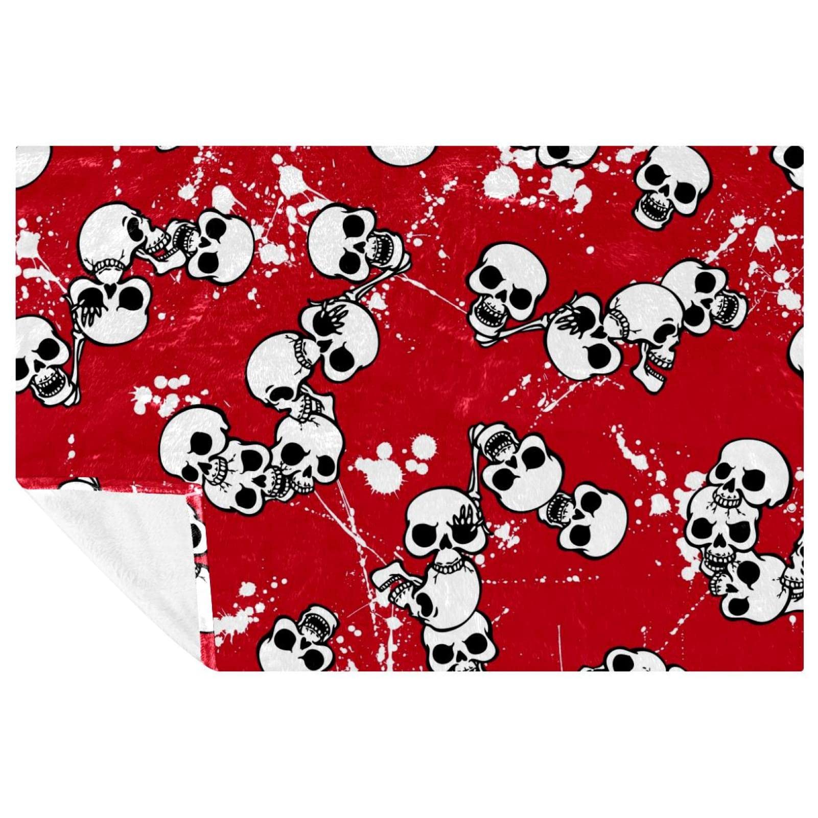 Couverture chaude lit motif crâne plaid polaire doux salon 150x100