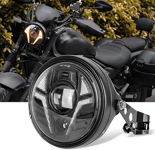 OFFROAD GAMERS Nuevo láser brillante 7 pulgadas motocicleta LED faros redondos Hi Low Beam Halo compatible con Suzuki Yamaha Honda DOT HiLo Sealed