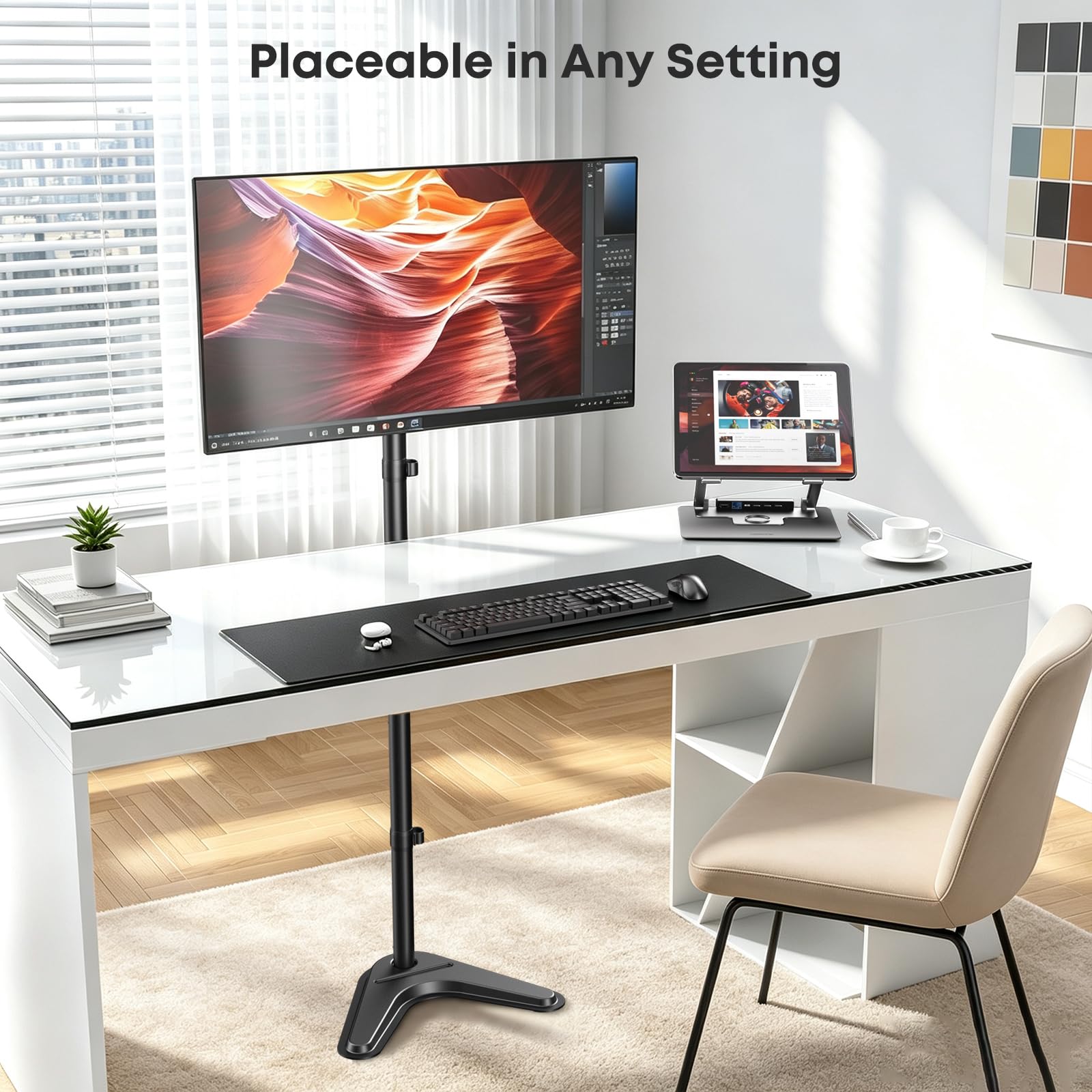 PUTORSEN Supporto singolo alto per monitor con palo da 48"