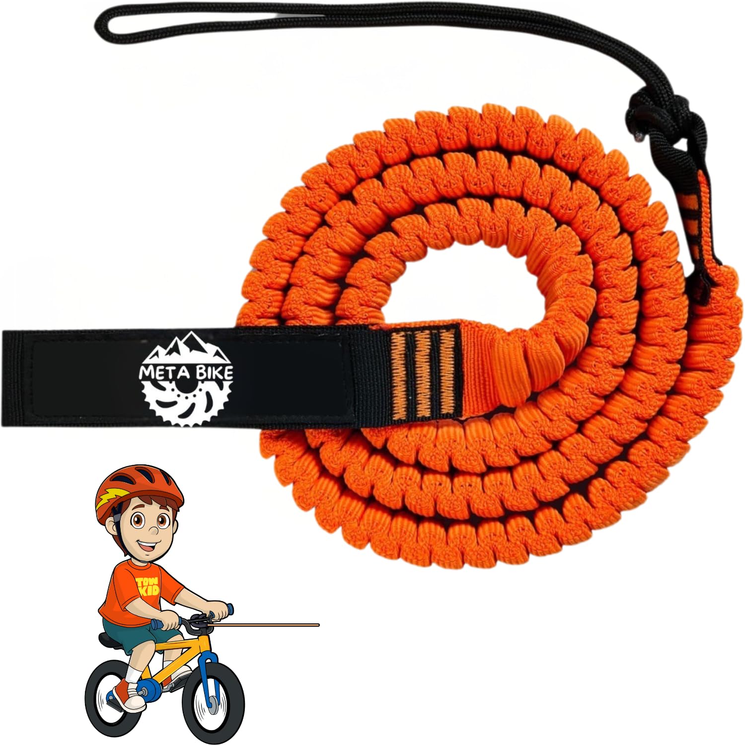 TowKid - Cuerda de Remolque de Bicicleta para niños, Cuerda elástica de 2,5 m