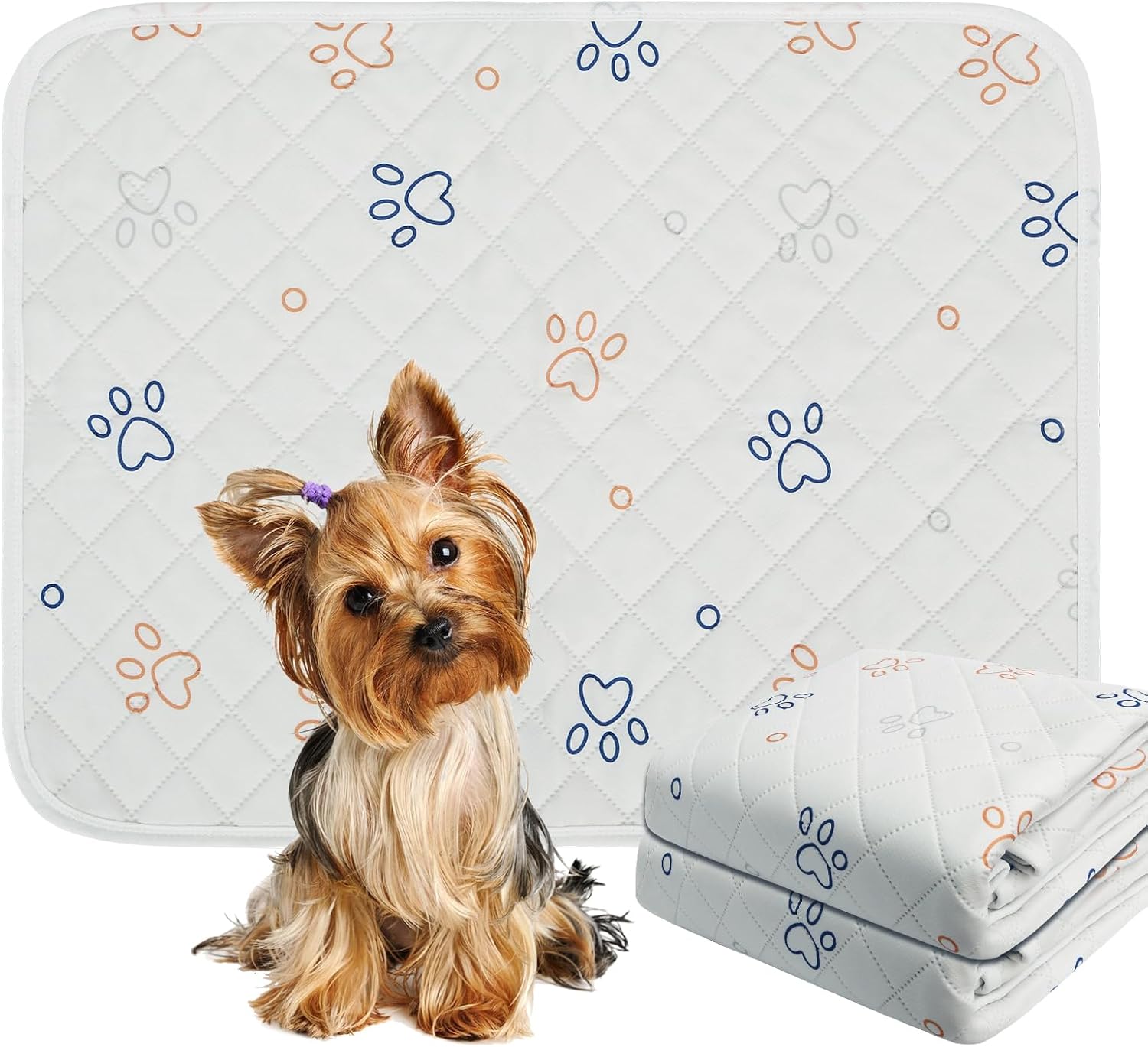 Washable Pee Pads for Dogs 2 Packs Reusable Absorbent Leackproof Puppy Pads Non-Slip for Puppy Playpen, Crate, Whelping Box, Potty Training 36x41
