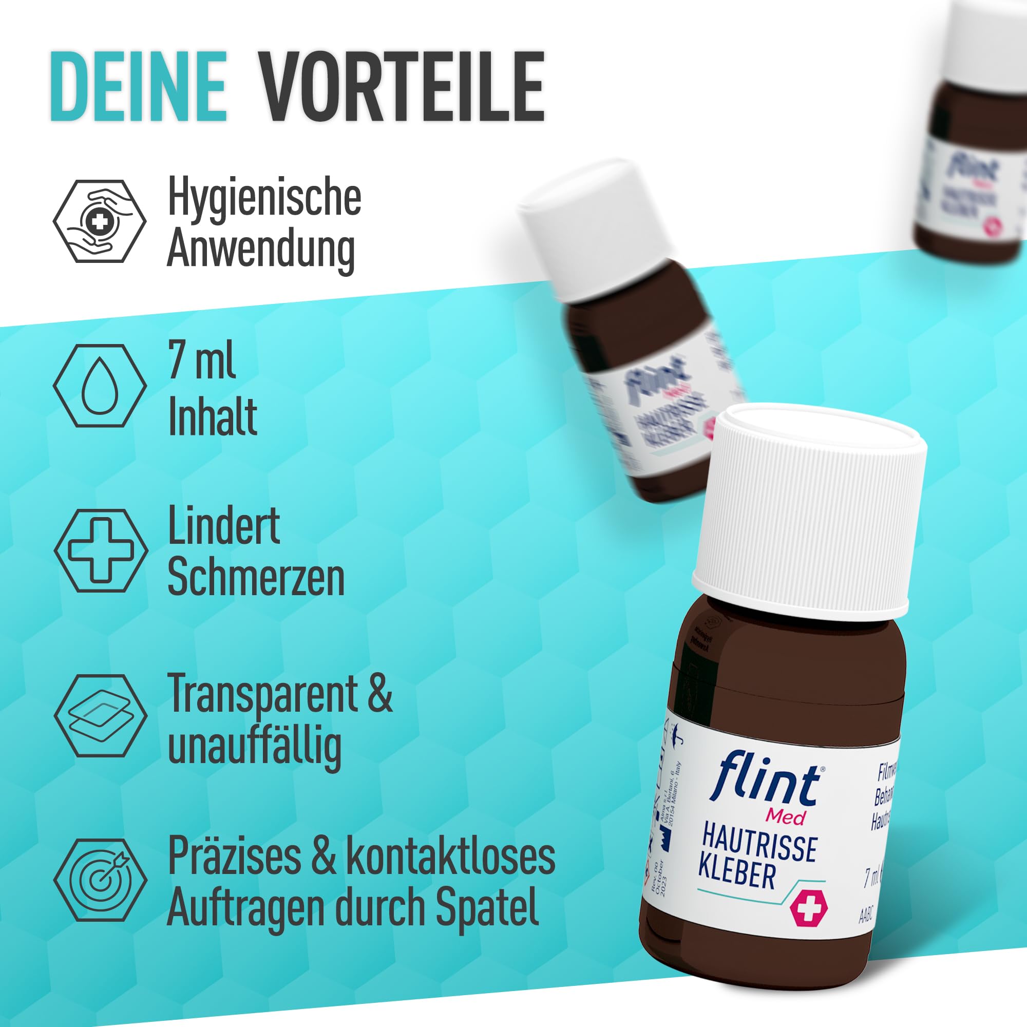 flint Med Klej do pęknięć skóry, 7 ml – redukuje pęknięcia skóry i łagodzi ból, tworzy ochronną przezroczystą warstwę na skórze, szybkie gojenie, testowany klinicznie