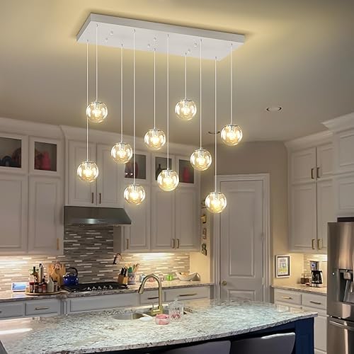 Miniatura 51 de Lámpara Colgante de Globo de Vidrio de 6 Luces Moderna Candelabro de Globo de Vidrio Gris Humo Grandes Candelabros para Techos Altos Entrada Luz