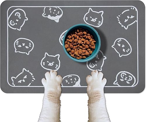 Tapete de comida para gatos para mascotas, tapete para comida y agua, tapete de alimentación para mascotas, perros y gatos, antideslizante, súper