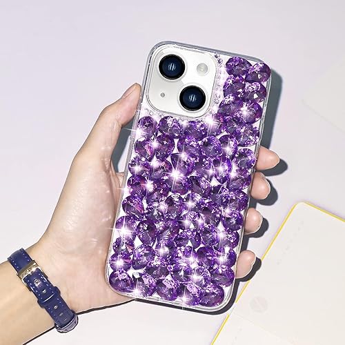 Miniatura 2 de Bonitec Bling - Funda compatible con iPhone 15 para mujer, funda de lujo con diamantes de imitación de cristal, funda para teléfono femenino con