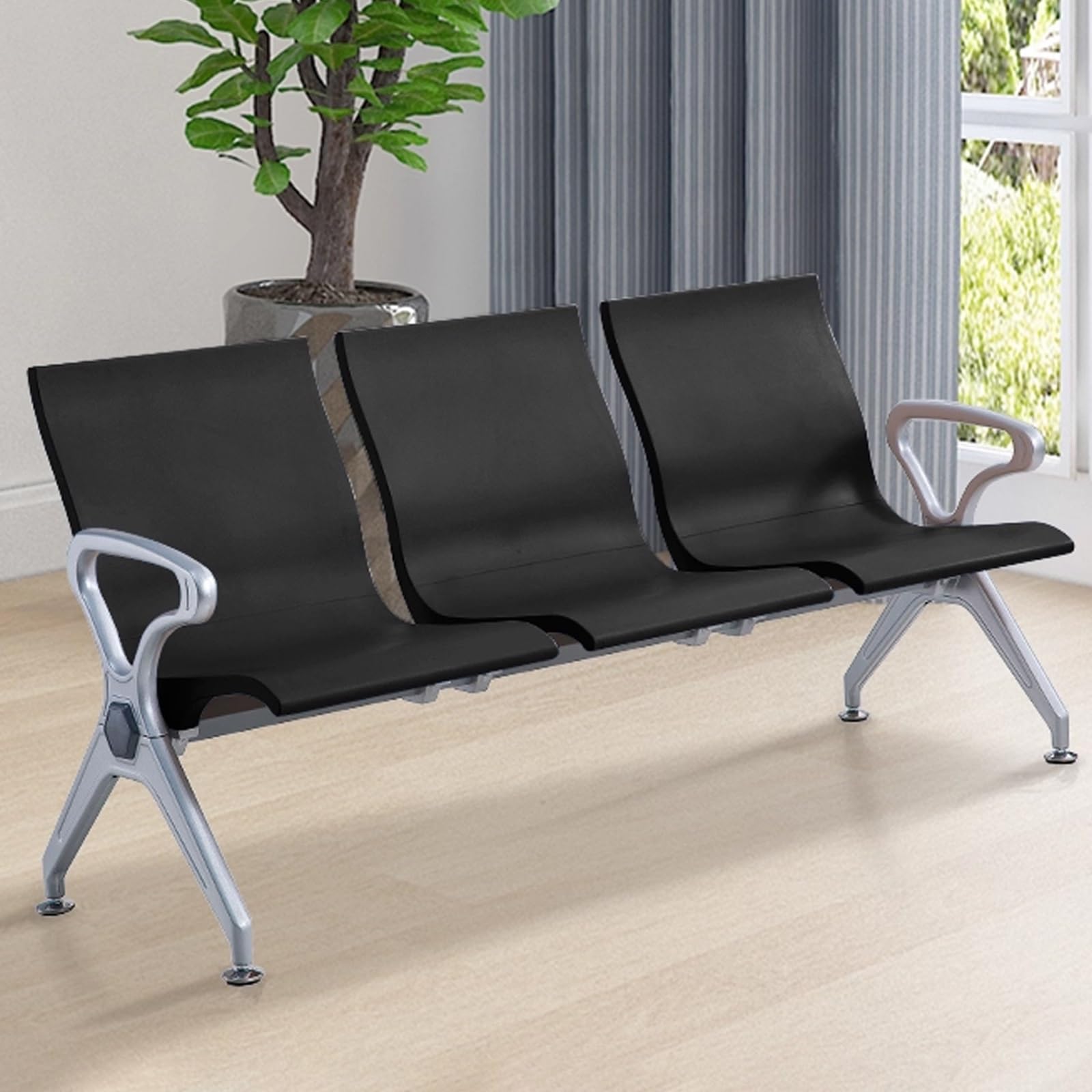 SaryEdge PU Airport Reception Chair with Arms - Comfortable Guest Seating, Stylish Office Lobby Bench for Business & Bank Use,