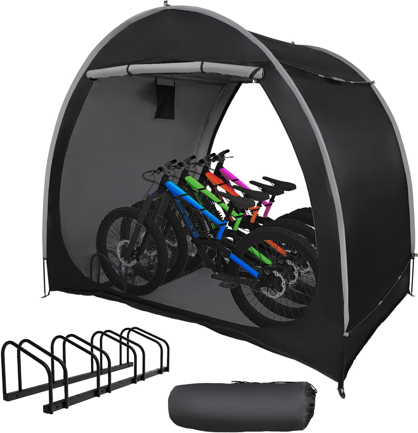 bike tent with bicycle racks outdoor portable bike storage shed with 210d oxford 800ppm waterproof for 4/6 bikes, covers shelter for motorcycle, garden tools, lawn mower large