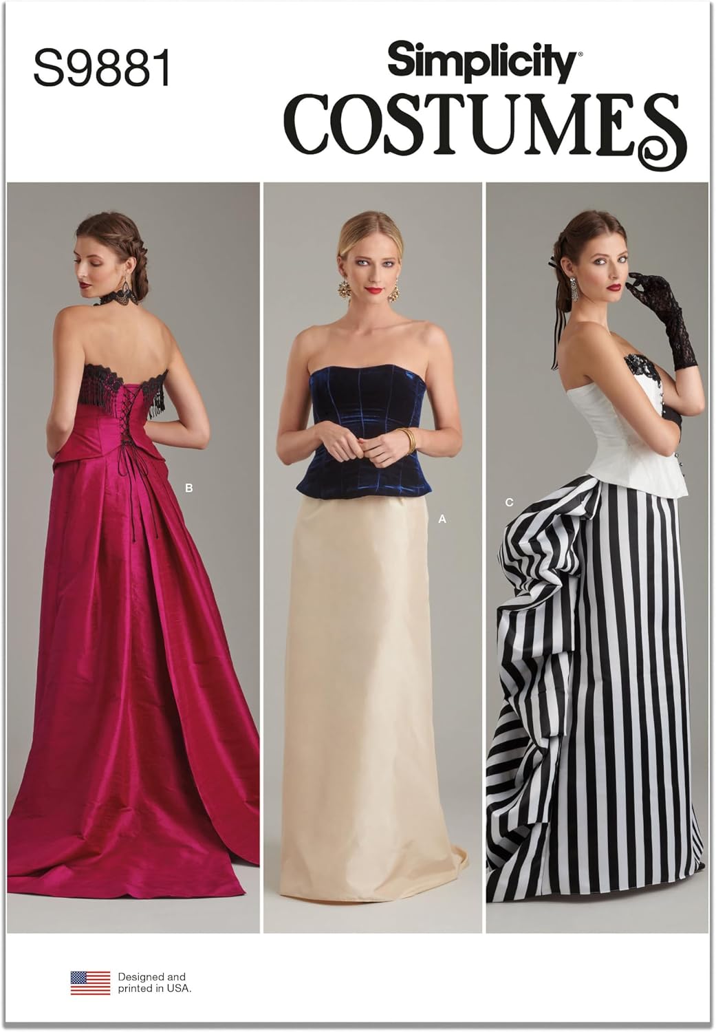 Simplicity SS9881A Misses' Floor Length Skirts Sewing Pattern Packet, Design Code S9881, Sizes 6-8-10-12-14-16
