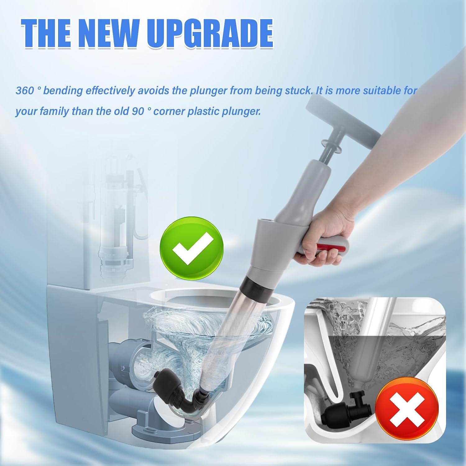 high pressure air drain blaster gun, air plunger for toilet, plunge blaster, Plungers for Bathroom, Sink, Floor, Kitchen Clogged.