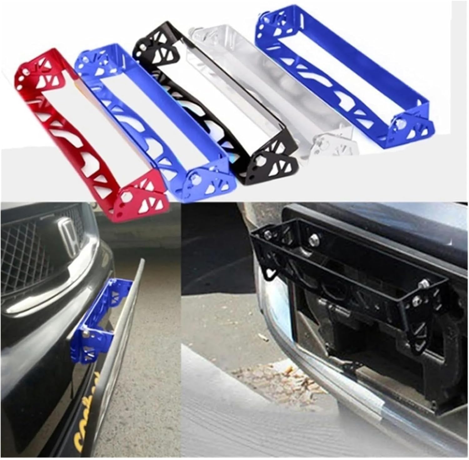 1pc Car License Plate Bracket Kit 5 Color Adjustable Tilt Aluminum Number Holder Mobile Frame General(Gold)