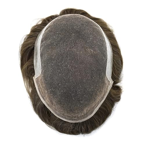 Vista 71 de Mens Toupee Remy sistema de cabello humano para hombres nudo blanqueado tupé pieza de pelo para hombres encaje francés tupé para hombres postizo 7X9