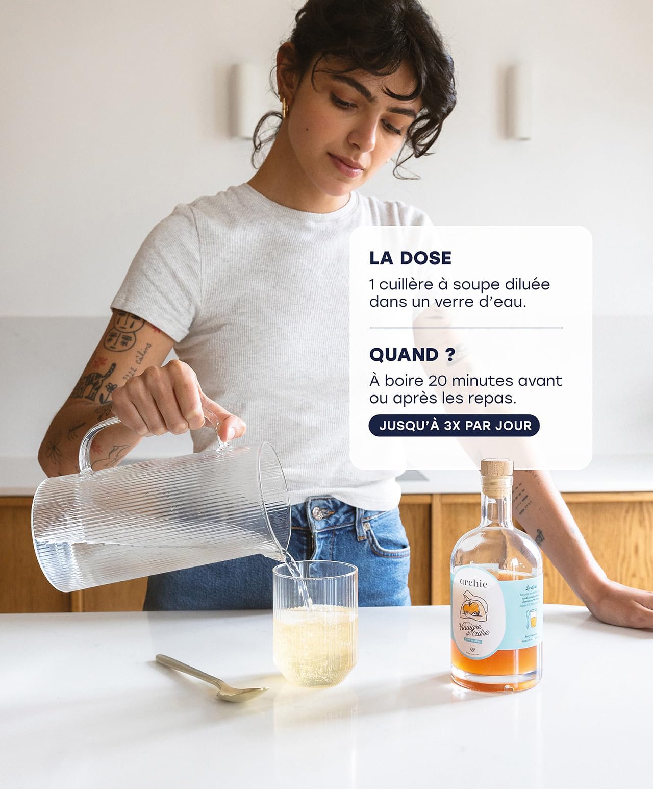 Archie, zestaw wkładów organiczny ocet jabłkowy, 1 l, trawienie, poziom cukru we krwi. Układ odpornościowy. Wyprodukowano we Francji. 2 wkłady.