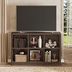 FATORRI 6 Cube Storage Bookcase, Rustic Wood Horizontal Bookshelf with Rounded Corners, Low Cube Organizer Shelf for Living Room, Bedroom, Office (Dark Walnut, 43 Inch)