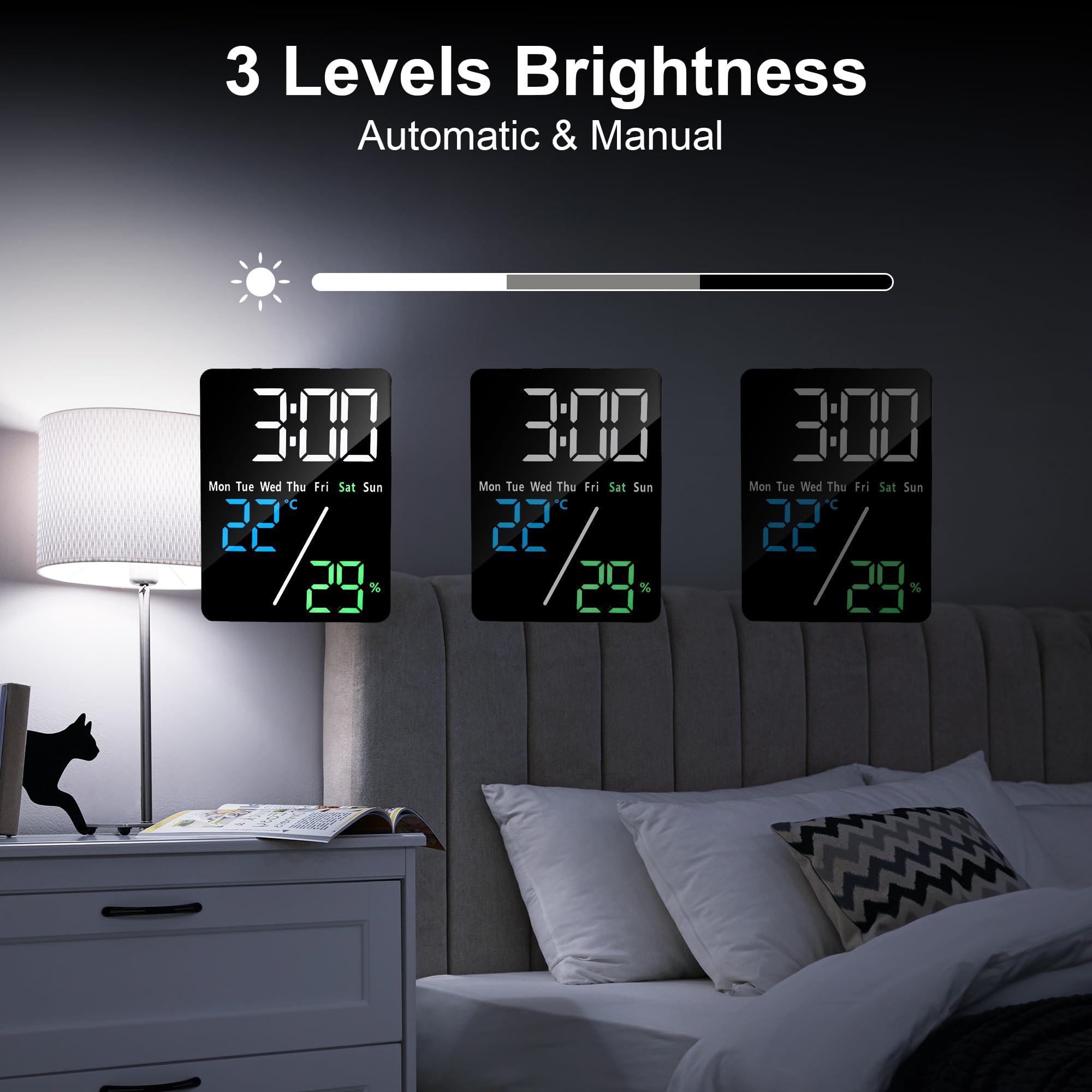 Lafocuse Digitale wekker met gebogen LED-scherm, ronde digitale Lafocuse Digitale wekker met gebogen LED-scherm, ronde digitale